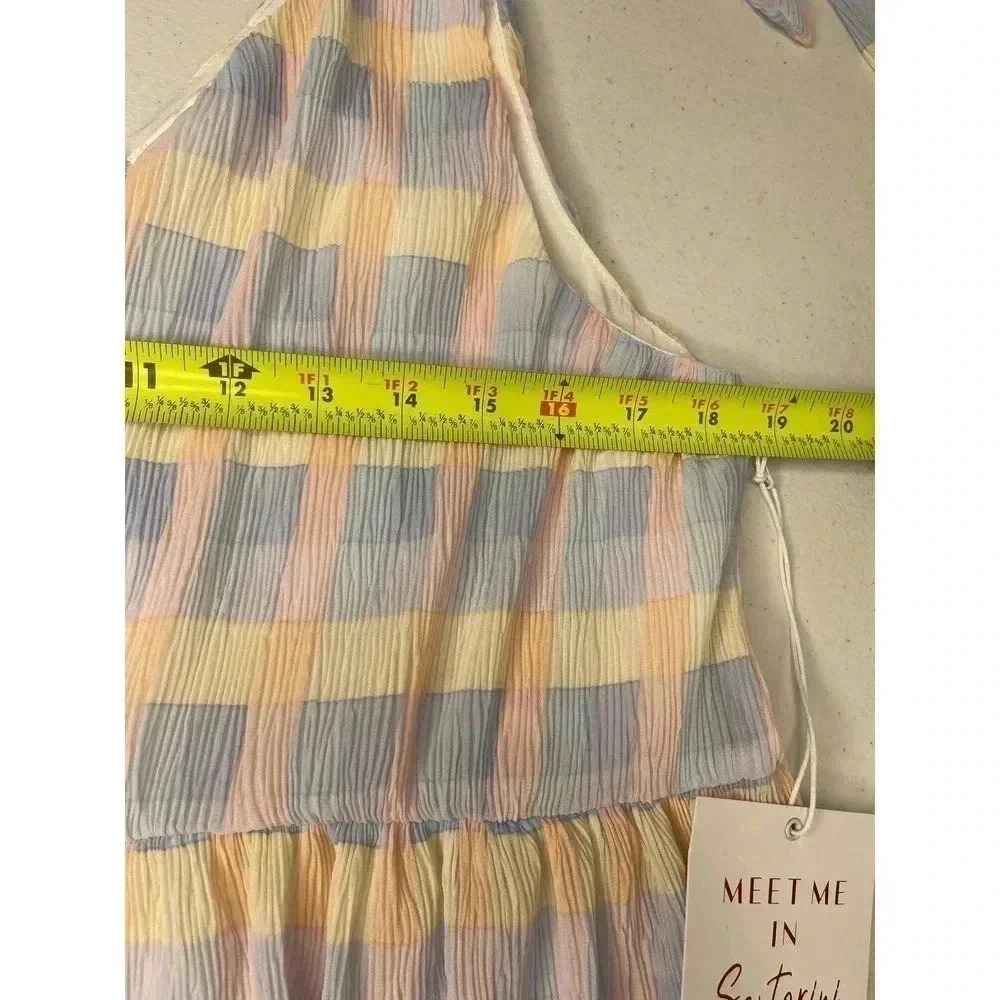 Meet me in Santorini Daphine Dress size M in Pastel Check - Picture 5 of 10